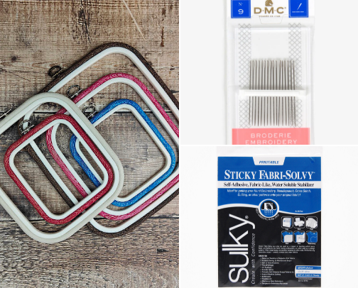 First time embroidery must haves cover photo collage