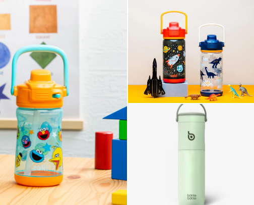 Our Favorite Water Bottles for Our Kids (& Myself) + Our Favorite Kids Dinnerware cover photo collage