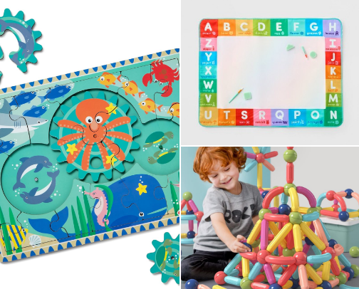 Toys that Keep My 3 Year Old Busy While I Feed My Newborn Twins cover photo collage