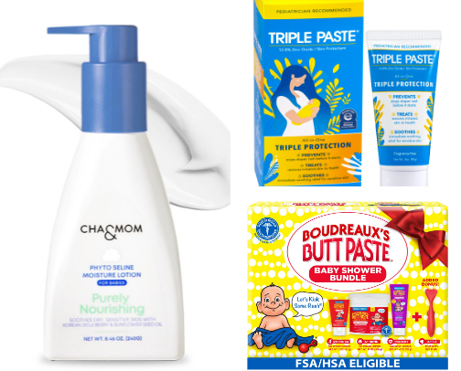 My favorite baby lotions/creams cover photo collage