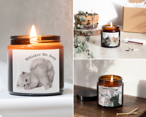 Cat Themed Candles cover photo collage