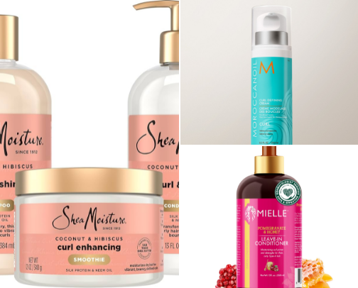 Products for curly hair cover photo collage