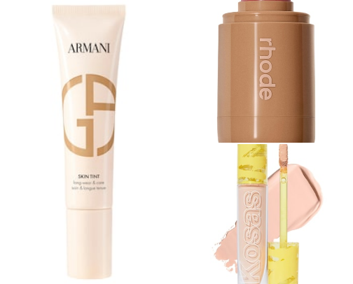 My favorite makeup and skincare for a long lasting glowy base cover photo collage