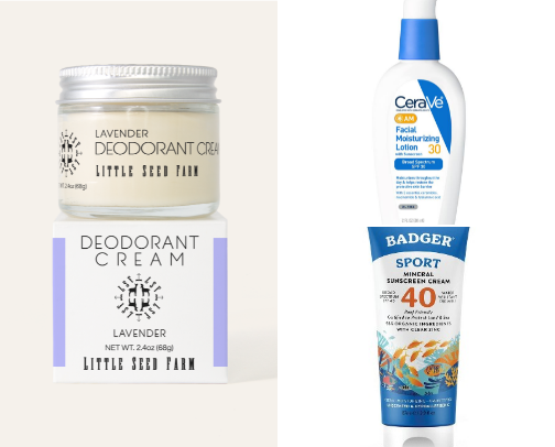 Skin Care Items of a Woman in her 40's. cover photo collage