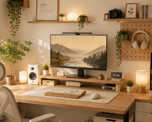 ☕ Cozy Desk Setup cover photo collage