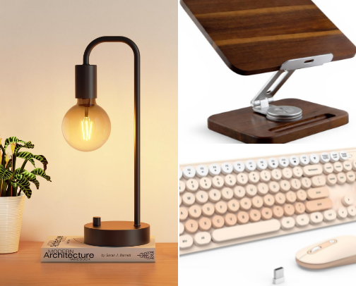 Aesthetic Desk Setup for Productivity ✨ (Clean & Cozy Workspace) cover photo collage