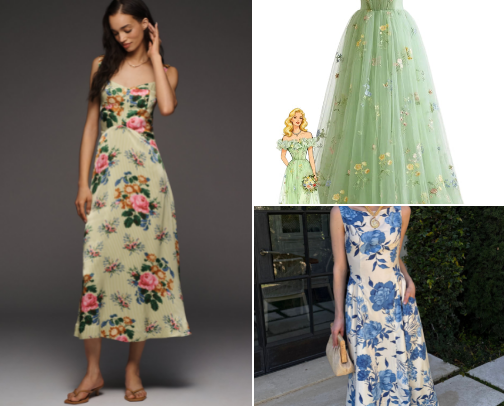 Fashionable Floral Dresses for Summer, Weddings, Garden Parties & Romantic Getaways cover photo collage