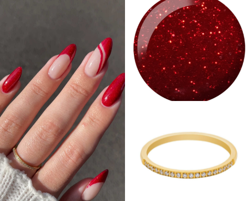 ♥️✨ simple red glitter nails cover photo collage