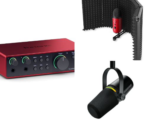 podcasting equipment and tools cover photo collage