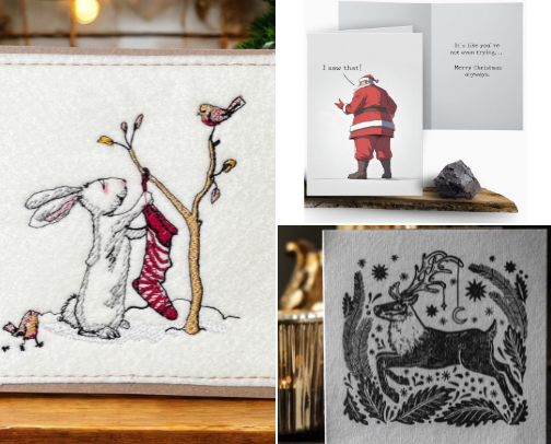 Unique Custom Christmas Cards by Independent Designers and Artists cover photo collage