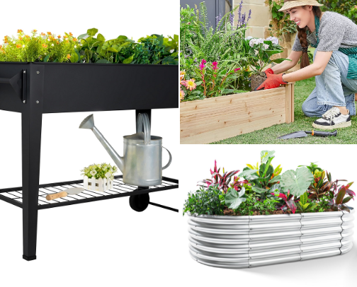 Gardening in raised beds cover photo collage