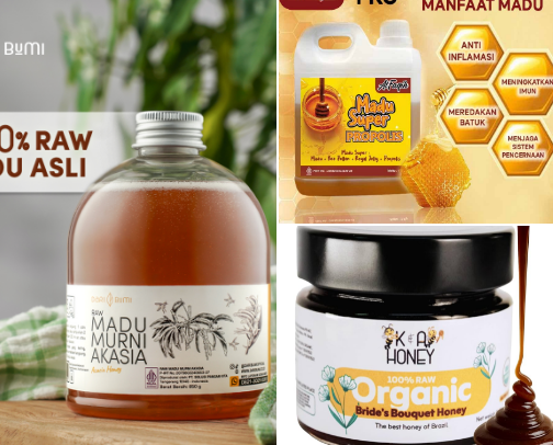 Madu Murni Alami 1kg – 100% Raw Honey, Natural & Healthy | AMAZON & SHOPEE cover photo collage