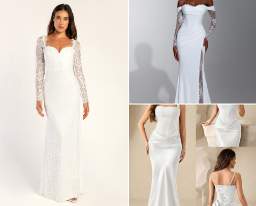 Budget friendly wedding dresses cover photo collage