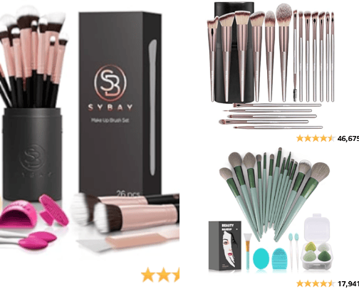 Make up brushes cover photo collage