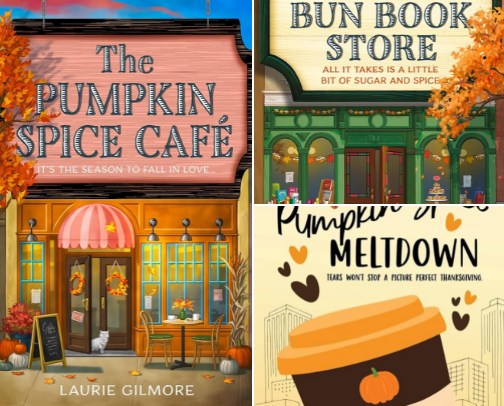 Fall/Thanksgiving romance book recs cover photo collage