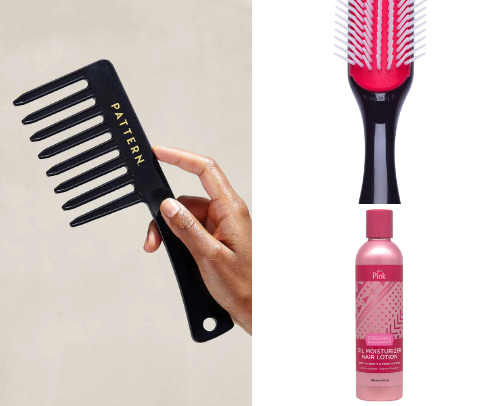 Curly hair care products cover photo collage