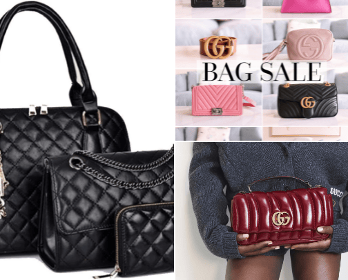 Stylish women's handbags. cover photo collage