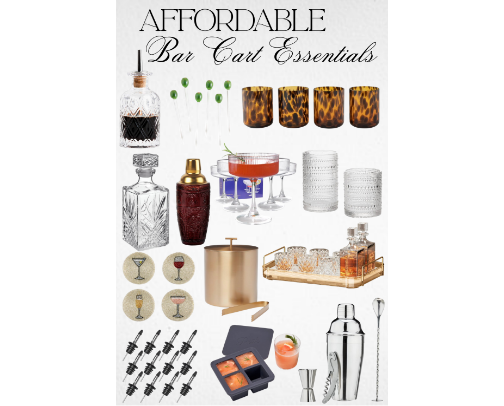 Affordable Bar Cart Essentials cover photo collage