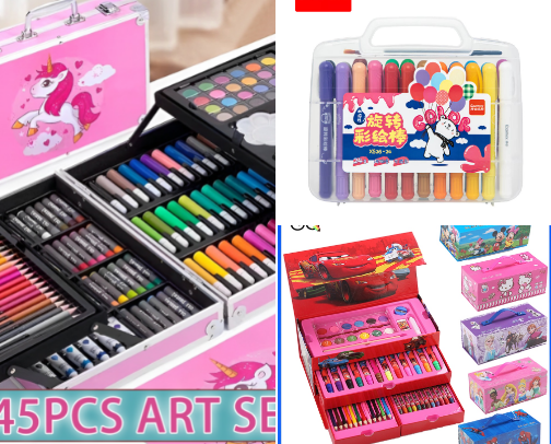 Art supplies for kids cover photo collage