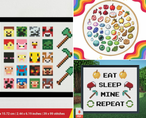 Minecraft Cross-stitch Patterns cover photo collage