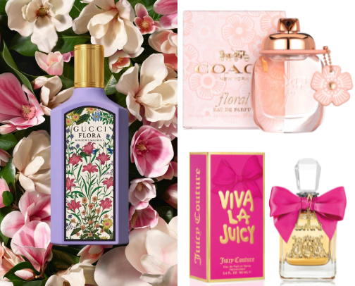 Perfume recommendations for floral lovers who also like a fruity undertone! cover photo collage