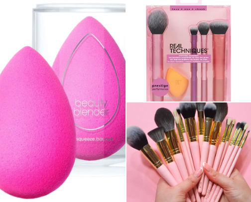 Make up tools cover photo collage