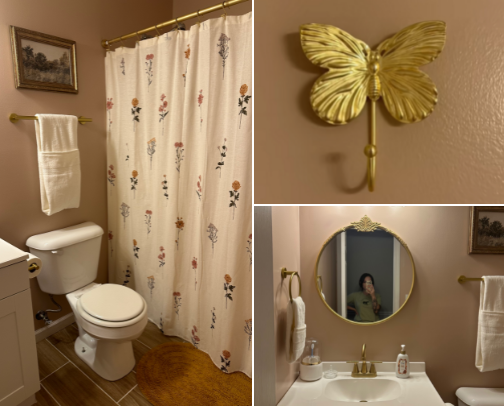 Girly bathroom reno cover photo collage