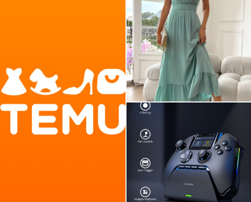 Temu online shop cover photo collage