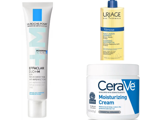 Products for problematic skin cover photo collage