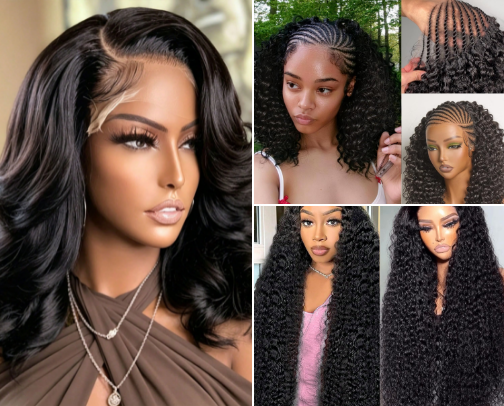 Human hair wigs cover photo collage