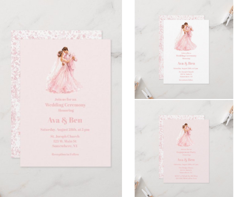 Pink Bride & Groom Dancing Wedding cover photo collage