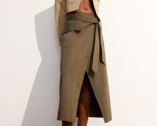 H&M khaki wrap skirt cover photo collage