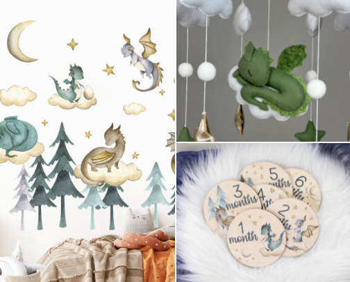 Baby Dragon Themed Nursery cover photo collage