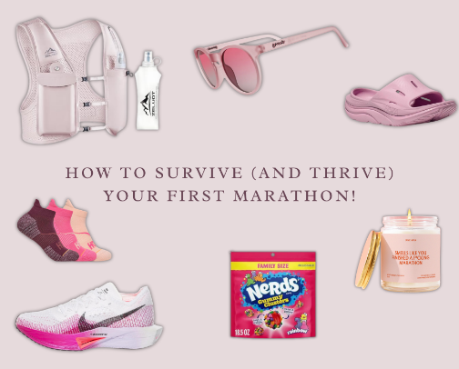 how to survive (and thrive) your first marathon! cover photo collage