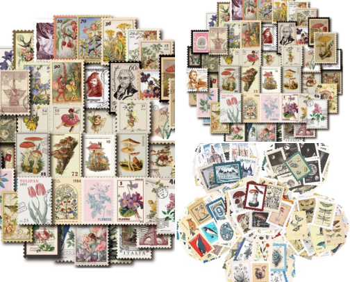 Get Free - Vintage Postage Stamp Stickers for Scrapbook, 100 Pcs Deco Paper Stickers for Bullet Journal,Botanical Fairy Sticker for Junk Journal, DIY Crafts,Collage Album (Stamp-Like) cover photo collage