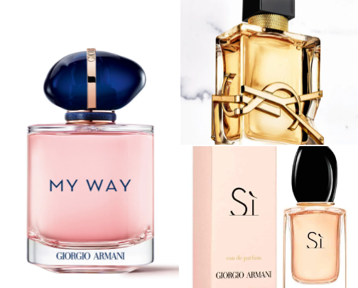 Feminine fragrances cover photo collage