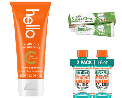 Safe toothpaste and mouthwash cover photo collage