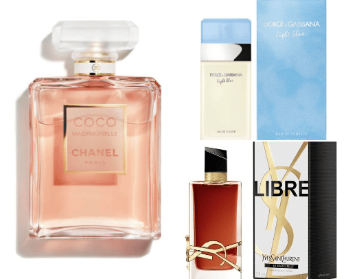 Timeless female perfumes cover photo collage