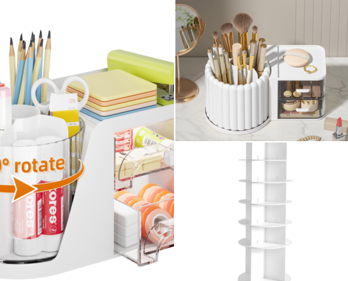 I Finally Found a Rotating Craft Supply Organizer That Holds Everything cover photo collage