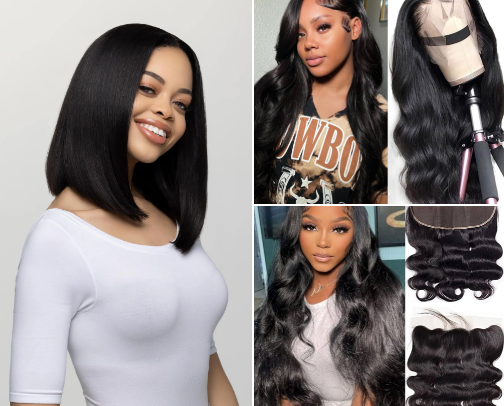 Humain hair cover photo collage