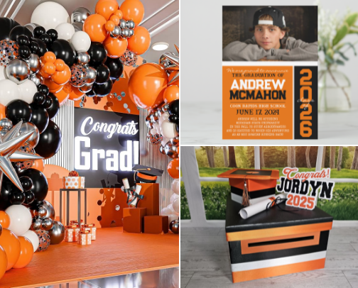 Orange & Black Graduation cover photo collage