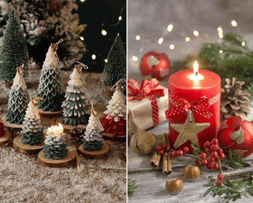 Aesthetic candles for your christmas cover photo collage