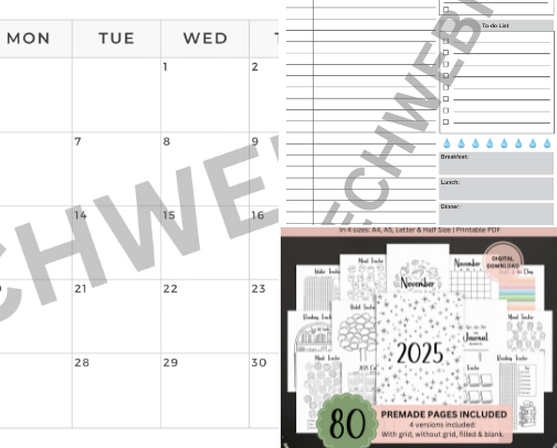 Useful Planners & Organizers in 2025 - Digital Instant Downloadable cover photo collage