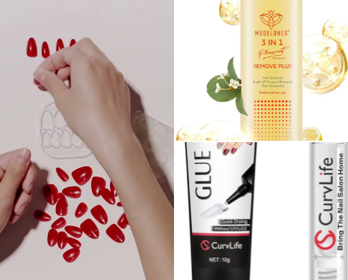 Press-On must have products💅🏻 cover photo collage
