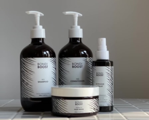 bondi Boost HG shampoo & conditioner cover photo collage