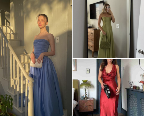 Black tie wedding guest dress cover photo collage