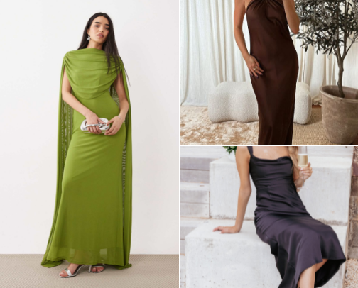 Fall/winter wedding guest dresses cover photo collage