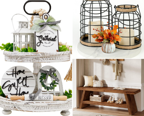 My farmhouse style furniture and decor recs cover photo collage