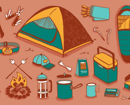 Camping in an RV cover photo collage