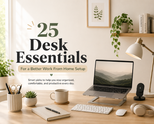 25 Desk Essentials That Make Working From Home Better cover photo collage